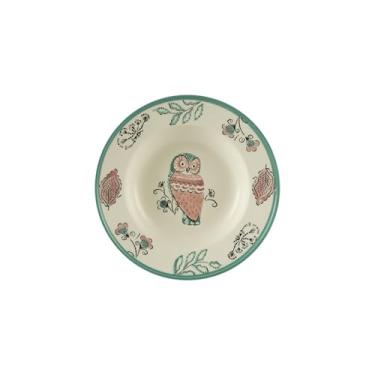 Imagem de Pratos de jantar de cerâmica de 20 cm para aperitivo de sobremesa, pratos de cozinha com relevo, micro-ondas e lava-louças, pratos de salada de porcelana, decorativos (coruja, prato de salada, 20 cm)