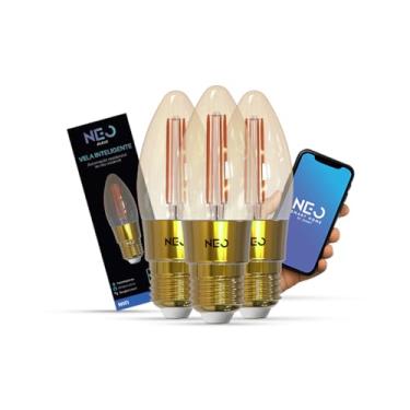 Imagem de Avant Neo Kit 3 Lâmpadas LED Vela Smart E27 5W, Wi-Fi Dimerizável, 1800K a 2700K, Alexa, Google e Tuya, para Lustre e Decoração