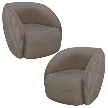 Imagem de Kit 02 Poltronas Decorativa Para Sala Living Olimpo M03 Veludo Bege Es