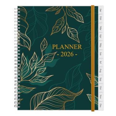 Imagem de Planner 2025 - Agenda acadêmica 2025 para mulheres e homens, janeiro de 2025 a dezembro de 2025, agenda mensal e semanal com abas, 21,6 cm x 28 cm, folha verde