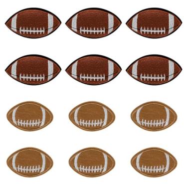 Imagem de 12 Peças Remendos Futebol Americano Passar a Ferro, Remendos Poliéster Fáceis de Usar para Costura Rugby Apliques Bordado Desportivo de Futebol com Bordas Douradas para Mochila Roupa DIY