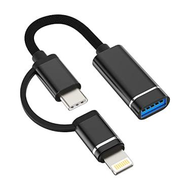 Imagem de Cabo OTG USB A fêmea para USB C Lightning macho adaptador tipo 3.0 conversor dongle Thunderbolt porta câmera cabo mouse adaptador para compatível com Samsung para iPhone 13 11 Pro para iPad Air4