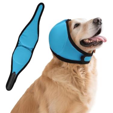 Imagem de Protetores de ouvido silenciosos para cães, alívio da ansiedade/proteção de ruído, fogos de artifício, envoltório de hematoma, capa de cabeça silenciosa ajustável para banho (azul, médio)