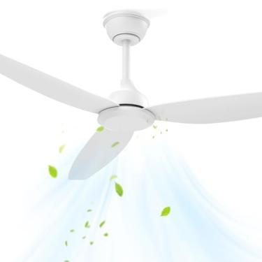 Imagem de Ventilador de Teto sem lampada, 52 Polegadas, Controle Remoto, 6 Velocidades, Reversível, Ventilador Grande Sem Luz, Branco
