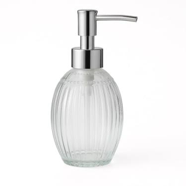 Imagem de Porta Sabonete Líquido em Vidro, 390ml, sofisticado, simples (Losango e Cilindro minimalista)