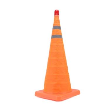 Imagem de Cone de trânsito dobrável, cone de segurança, cone de estrada com colar reflexivo duplo e luz de advertência, altura ajustável, 70 cm, base robusta para entrada de automóveis,