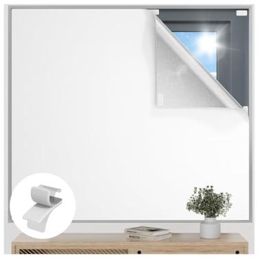 Imagem de Cortinas blackout para quarto, persianas blackout temporárias de 304.8 cm x 144.8 cm para janelas, tela blecaute portátil com 20 laços e ganchos, 100% película preta para janela para berçário de bebê