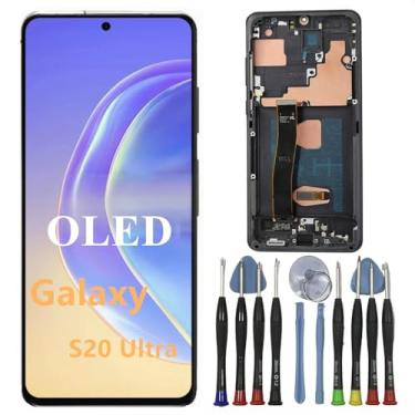 Imagem de Tela de substituição OLED Galaxy S20 Ultra de 6,9 polegadas para Samsung S20Ultra 5G Display Touch Screen digitalizador SM-G988U SM-G988U1 SM-G988U1 SM-G988B Suporte LCD impressão digital (com moldura
