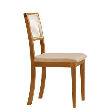 Imagem de Kit 8 Cadeira Estofada Jantar Rubi Linho Madeira Maciça Mel