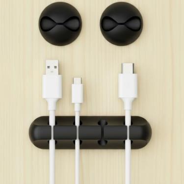 Imagem de Clipes de cabo, gerenciamento de cabos, suporte adesivo de carregamento de telefone, suporte organizador de fios para mesa de cabeceira, acessórios de mesa de escritório em casa (preto, 3 peças)