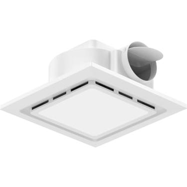 Imagem de TEPU Exaustor de banheiro com grade de 11,8 polegadas com luz, caixa 25 cm x 24,9 cm, 144 CFM 1,0 Sozinho silencioso exaustor de banheiro com luz LED 6500K 12W, adequado para banheiros, banheiros