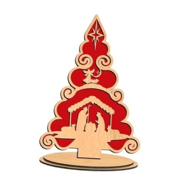 Imagem de Tachiuwa Decoração de Natal Árvore de Natal Placa Decorativa de Madeira Enfeite de Mesa para as Festas, Style a