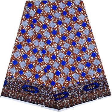 Imagem de HongyuAmy Tecidos de impressão africana Ankara Tribal Kente tecido de cera 3 jardas material de poliéster (A22)