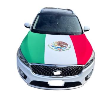 Imagem de Capa de capô de carro, bandeira de capô de carro de 1,2 x 1,5 m, ajuste universal, poliéster elástico, elástico, capas de capô automotivo patriótico, presentes patriotas (México)