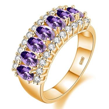 Imagem de Aliança de casamento Uloveido Beautiful feminina 7 pedras oval zircônia cúbica anéis de aniversário de noivado J501