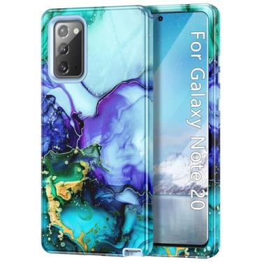 Imagem de Btscase Capa para Samsung Galaxy Note 20, padrão de mármore, 3 em 1, resistente, à prova de choque, de corpo inteiro, resistente, PC rígido + silicone macio para mulheres e meninas, para Galaxy Note