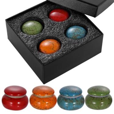 Imagem de LUMINFLY 4 peças de urnas decorativas de cremação para cinzas humanas, 5 x 4 cm, recipientes de lembrança de cerâmica, caixa de urnas memorial para animais de estimação