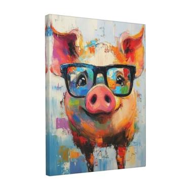Imagem de Arte de parede em tela de porco de graffiti imagens coloridas de porco Banksy Pig Pintura de arte pop impressão engraçada de porcos arte animal moderna para banheiro sala de estar quarto escritório