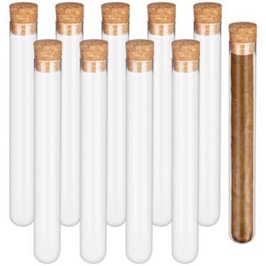 Imagem de Tubos de teste de vidro, 10 peças de recipientes de charuto de 0,79 × 5,231 cm, rolhas com boa vedação líquidos de cortiça transparente, golfe para tubos, frascos de 31 g de sal, lembrancinhas de