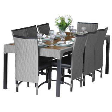 Imagem de 8 Cadeiras Cannes Corda Náutica E Mesa Com Tampo - Trama Prata