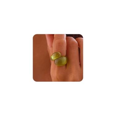 Imagem de Navirix Anéis de dedo de resina transparente verde para mulheres, anéis multicoloridos de acrílico doce statemennt anéis modernos Y2k joias geométricas estéticas presentes, Metal, Sem pedra preciosa