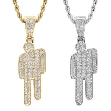 Imagem de Colar hipster de zircão com cabeça torta para casal, estilo hipster, hipster, estilo urbano, pingente incrustado de diamante, joia moderna para mulheres e homens, Zinco, Zircônia cúbica