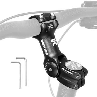 Imagem de BUCKLOS Haste de bicicleta ajustável 31,8 mm 25,4 mm Haste de guidão de bicicleta, haste de elevação de bicicleta 100/110/120/130/140 mm Haste ajustável de 60 graus para mountain bike, haste de