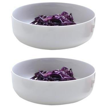 Imagem de Conjunto de 2 tigelas de porcelana de osso branco, 15,5 cm, 600 ml, tigelas modernas de cerâmica para cozinhar a vapor e cozinhar