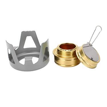 Imagem de Acouto Fogão Portátil a álcool - Fogão de Mochila Em Liga de Latão e Alumínio Com Tela de, Tampa de Controle de Fogo, Cozinha Ideal para Acampamento, Aventuras de Design Leve e à Prova de (Cinza)