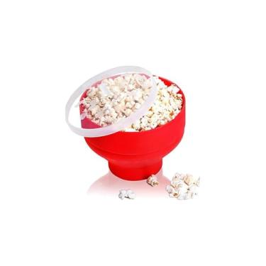 Imagem de Pipoqueira de Silicone Retrátil para Micro-ondas, 19 cm x 14 cm, Dobrável para 5,5 cm, Plástico e Silicone, Preparo Sem Óleo