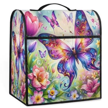 Imagem de Capa de batedeira para batedeira de 6 a 8 quartos lindas borboletas coloridas capa de auxílio de cozinha com bolsos capas protetoras de eletrodomésticos para bancada de cozinha doméstica acessórios de