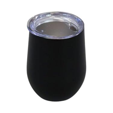 Imagem de Copo Térmico Inox Preto Fosco com Tampa – Parede Dupla, Antivazamento, 350ml – Aço Inox Global