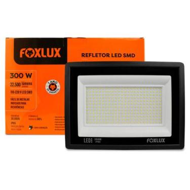 Imagem de Refletor LED Foxlux 300W 6500K Bivolt Preto IP65 Alta Potência Luz Bra
