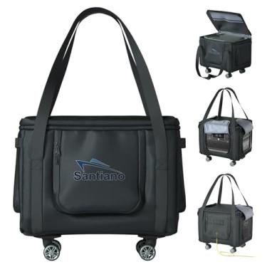 Imagem de Santiano Bolsa de transporte para estação de energia, rodas universais de 360°, fácil de transportar, tecido Oxford 900D, impermeável e à prova de poeira, 45,7 x 33 x 35,5 cm, adequado para 1500w
