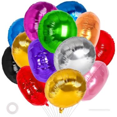 Imagem de 20 balões redondos coloridos, balões redondos de 45,7 cm, balões de hélio mylar de círculo gigante para decoração de festa de aniversário, chá de bebê e casamento (cor mista)