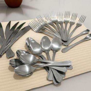 Imagem de Jogo Garfo Faca Colher Inox Mesa Restaurante Buffet 36 Peças Prateado 
