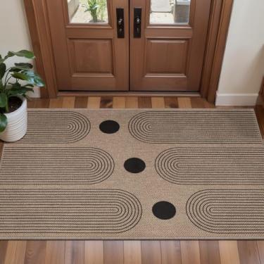Imagem de Tangsoo Tapete de juta lavável fácil de 5 x 10 cm, arco-íris neutro, antiderrapante, para ambientes internos e externos, tapete de casa de fazenda para cozinha, quarto, frente