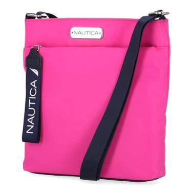 Imagem de Nautica Bolsa feminina feminina Diver Nylon pequena com alça de ombro ajustável, Rosa choque, One Size