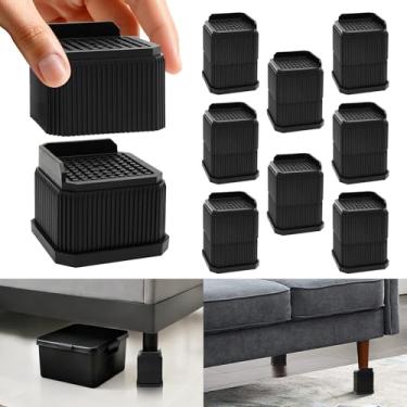 Imagem de EleganceX Elevadores de móveis 8 peças - Elevadores de sofá de 5 a 10 cm de altura para cama, sofá, mesa, geladeira, máquina de lavar | Fácil armazenamento e limpeza, design antiderrapante suporta até