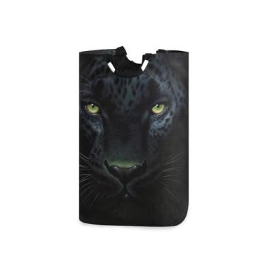 Imagem de Blueangle Cesto de roupa suja dobrável Black Panther com alças – Saco de cesto de roupa suja dobrável à prova d'água | Solução de armazenamento de roupas que economiza espaço para dormitório doméstico