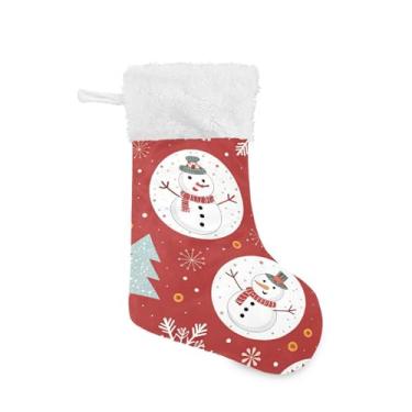 Imagem de GakkiGii Linda meia de Natal grande de boneco de neve, decoração de Natal suspensa para parede de árvore de lareira, 45 x 31 cm