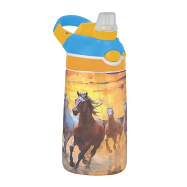 Imagem de Blueangle Garrafa de água de corrida para cavalos de 473 ml, garrafa reutilizável Tritan esportiva e de viagem com canudo e design de tampa de bico pop-up (595)