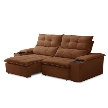 Imagem de Sofá Retrátil E Reclinável 3 Lugares 210cm Com Porta Copos E Objetos Bulgária Terracota