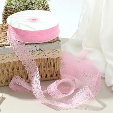 Imagem de Fita de renda de 50 metros de largura com acabamento de renda de 3,5 cm de largura vintage rendas rosa acabamento em tecido para artesanato de costura, acabamentos de renda de algodão com borda