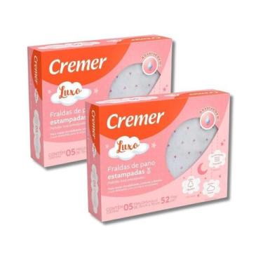 Imagem de Fralda Cremer Luxo Estampada Feminina Kit 2x Pacotes C/ 5 Unid Cada