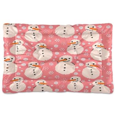 Imagem de ATTX Cama para cães e gatos com padrões de boneco de neve de Natal - Cama retangular ultra macia e confortável para animais de estimação para cães e gatos pequenos, 61 x 45 cm (392)