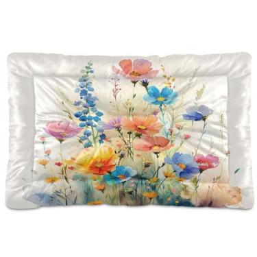 Imagem de SEHANY Cama para cães e gatos com flores silvestres coloridas com fundo antiderrapante, cama de canil, colchão macio para animais de estimação, lavável para cães pequenos, médios e grandes, gatos, 91