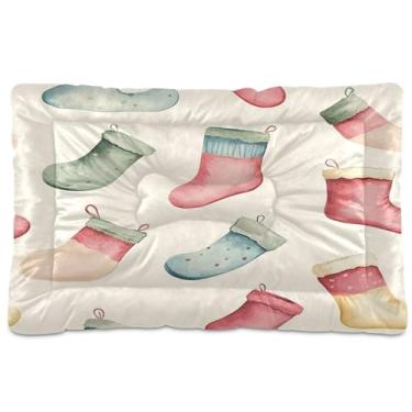 Imagem de SEHANY Cama de Natal para cães e gatos com fundo antiderrapante, caixa de canil, colchão macio para animais de estimação, lavável, almofada de cama para cães pequenos, médios e grandes, gatos, 91 x 61