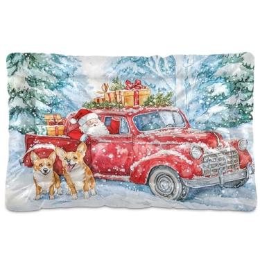 Imagem de SEHANY Cama de gato Corgi para carro vermelho de Natal com fundo antiderrapante, caixa de canil, colchão macio para animais de estimação, lavável, almofada de cama para cães pequenos, médios e grandes