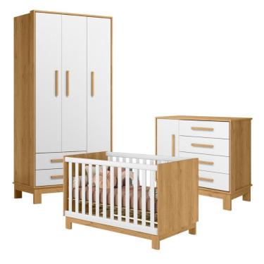 Imagem de Conjunto Quarto Infantil Posadas Freijó Branco Acetinado